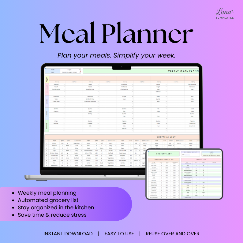 Weekly Meal Planner And Grocery List